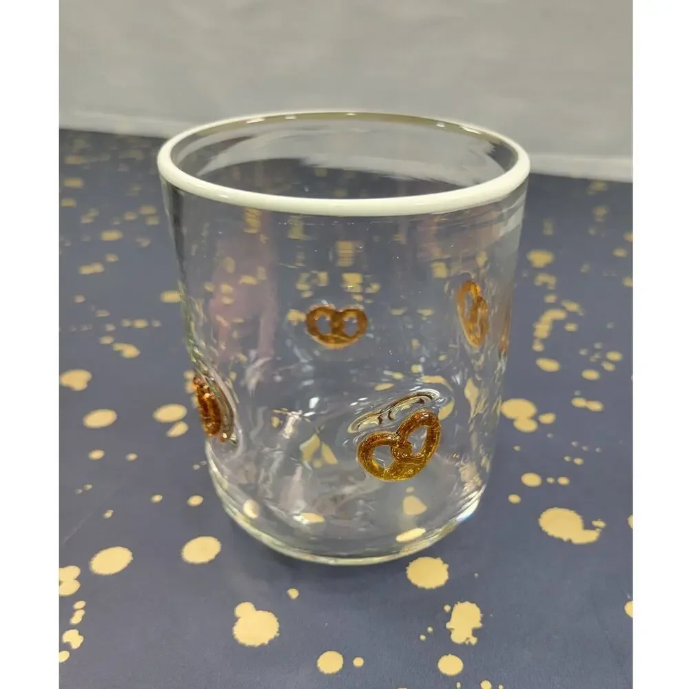 Anthropologie Pretzel Icon Whiskey Glass Juice with white rim
